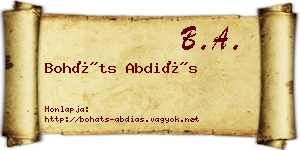 Boháts Abdiás névjegykártya